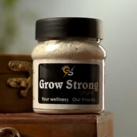 Grow Strong Wellness Supplement Jar With Secure Lid.
